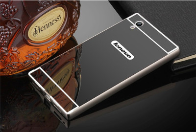 Други Бъмпъри за телефони Луксозен алуминиев бъмпър с твърд гръб огледален за Lenovo P70 черен